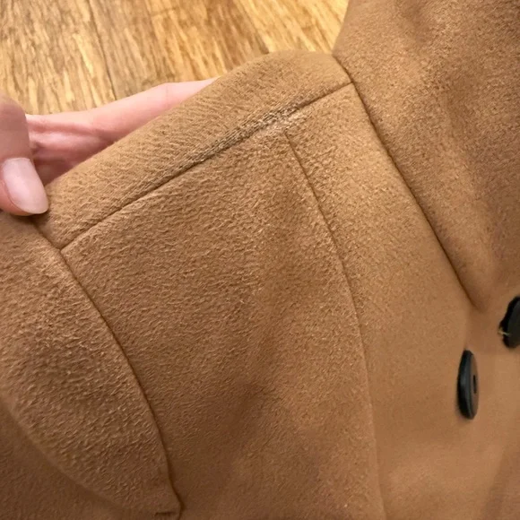 Zara Tan Double-Breasted Pea Coat - Picture 6 of 16
